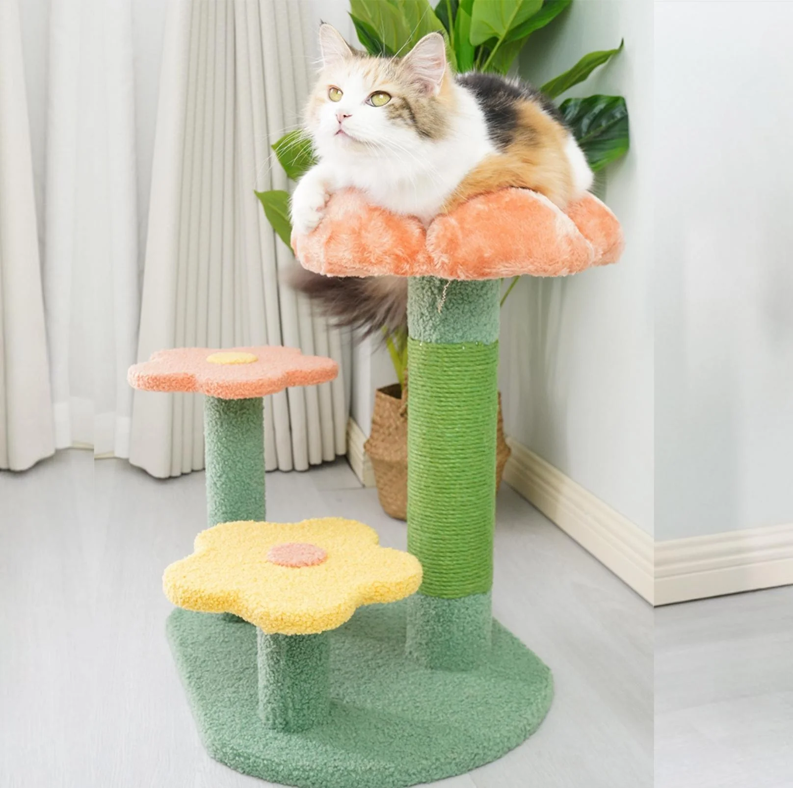 Flower-Styled Cat Tree with Soft Nest & Scratching Posts - Image 4