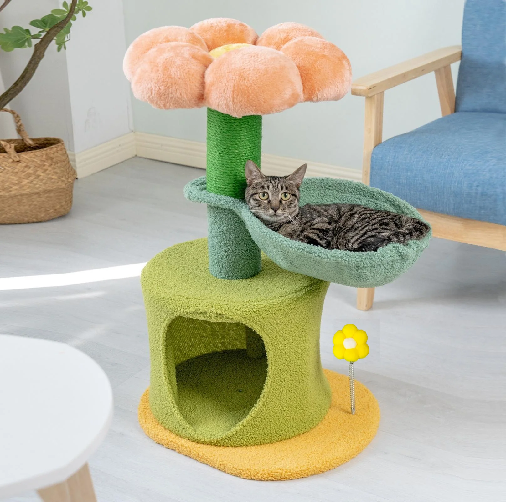 Flower-Styled Cat Tree with Soft Nest & Scratching Posts - Image 6