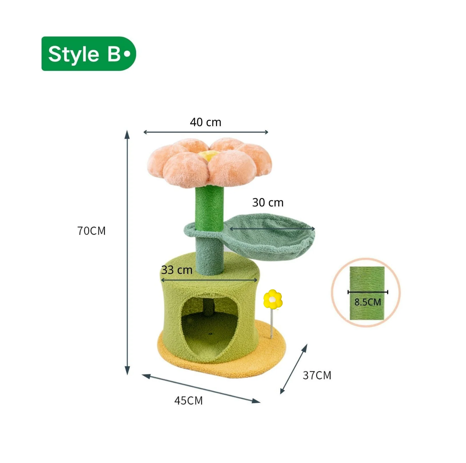 Flower-Styled Cat Tree with Soft Nest & Scratching Posts - Image 9