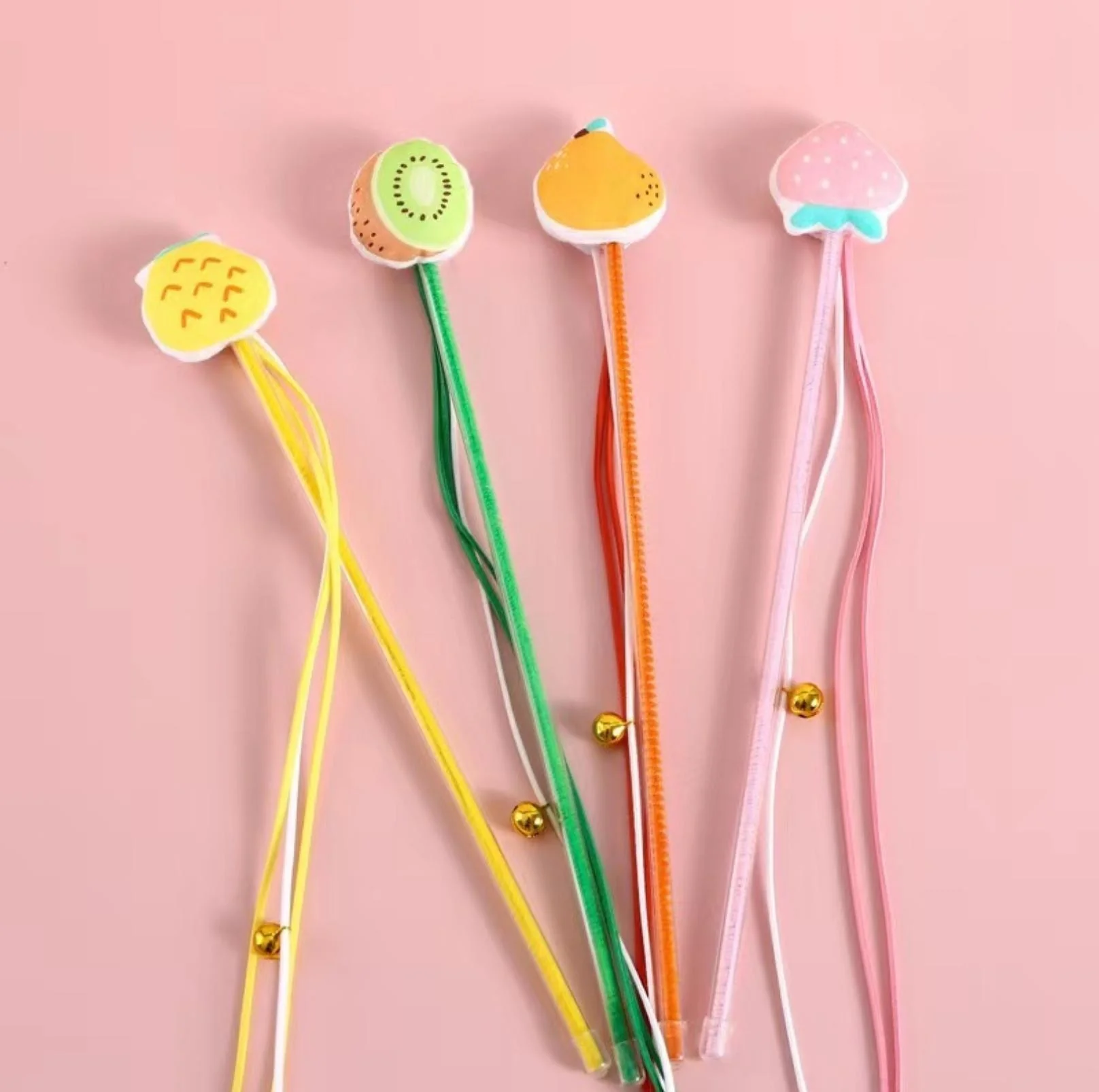 Cute Cartoon Fruit Fabric Cat Stick with Long Tassels | Cat Toys - Image 3