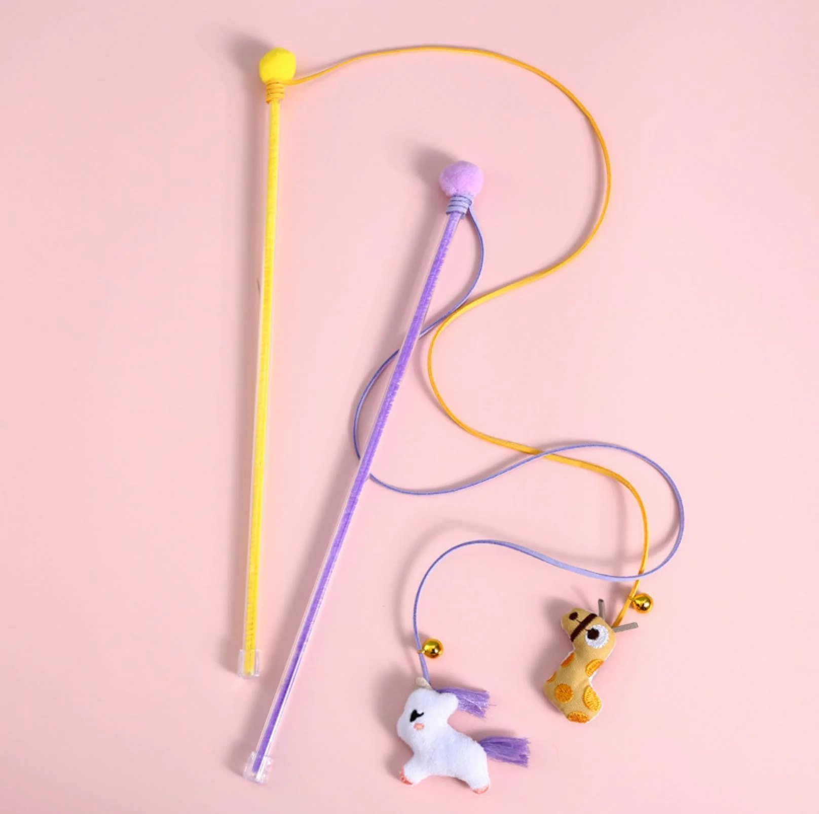 Plush Cat Stick Toys with Bell and Elastic Tassels - Image 3