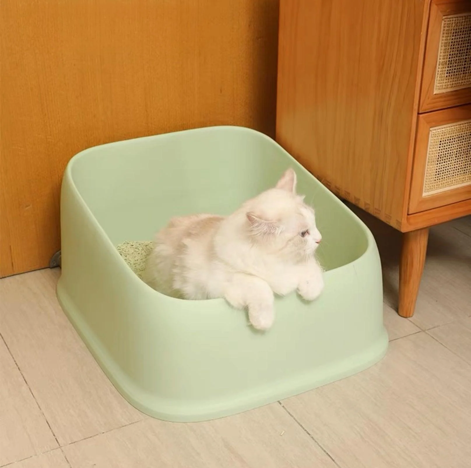 Open Cheese Toast Cat Litter Box with Large Capacity - Image 10