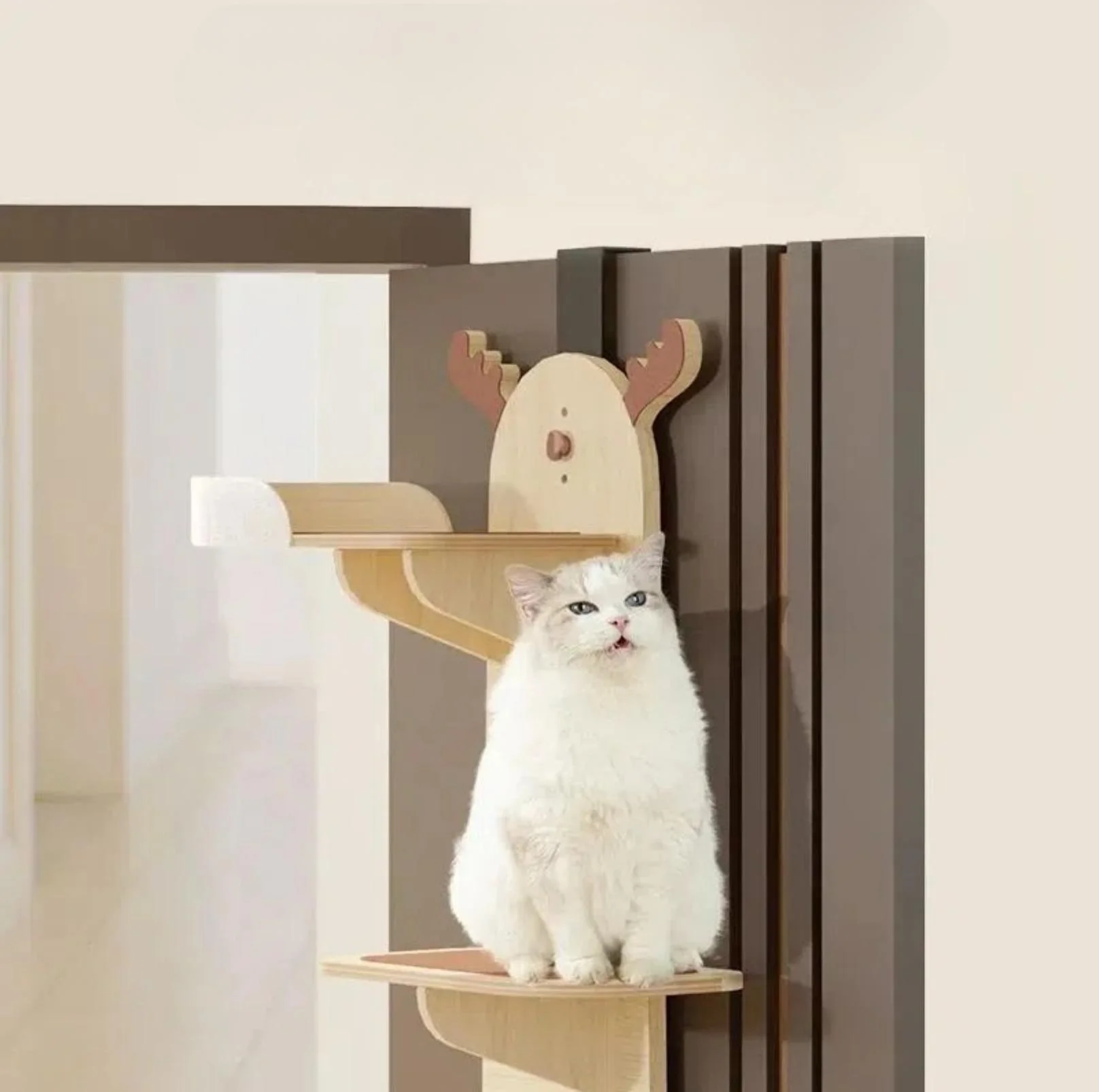 Elk-Shaped Multi-Level Wooden Hanging Cat Tree Cat Toy - Image 5