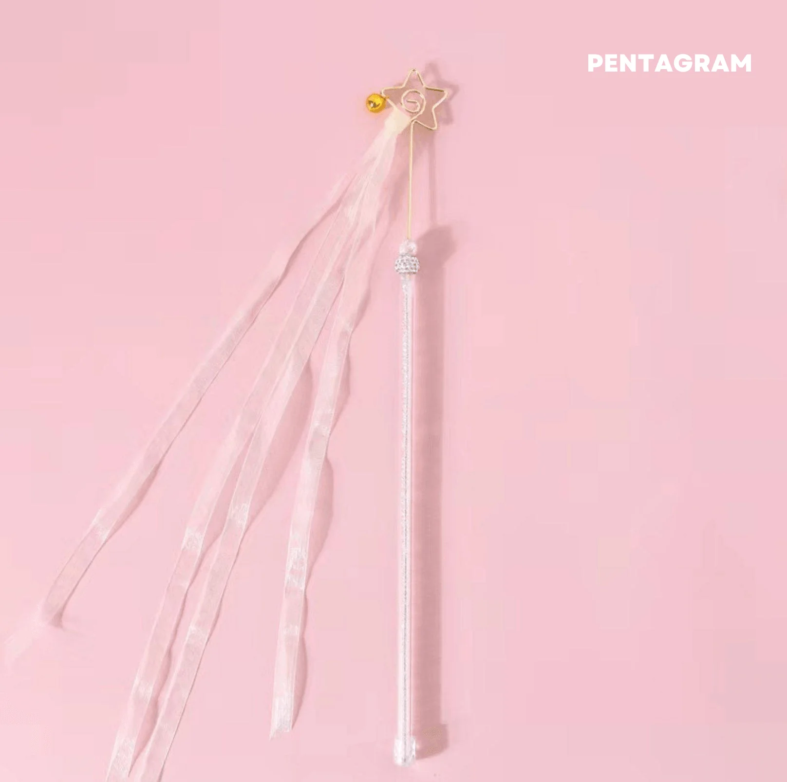 Fairy Ribbon Cat Wand Toy with Bell and Rhinestone - Image 3