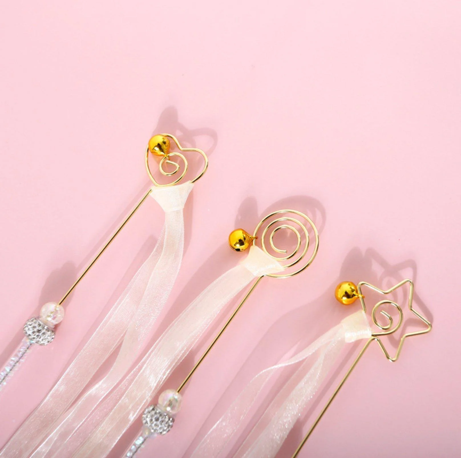 Fairy Ribbon Cat Wand Toy with Bell and Rhinestone - Image 5