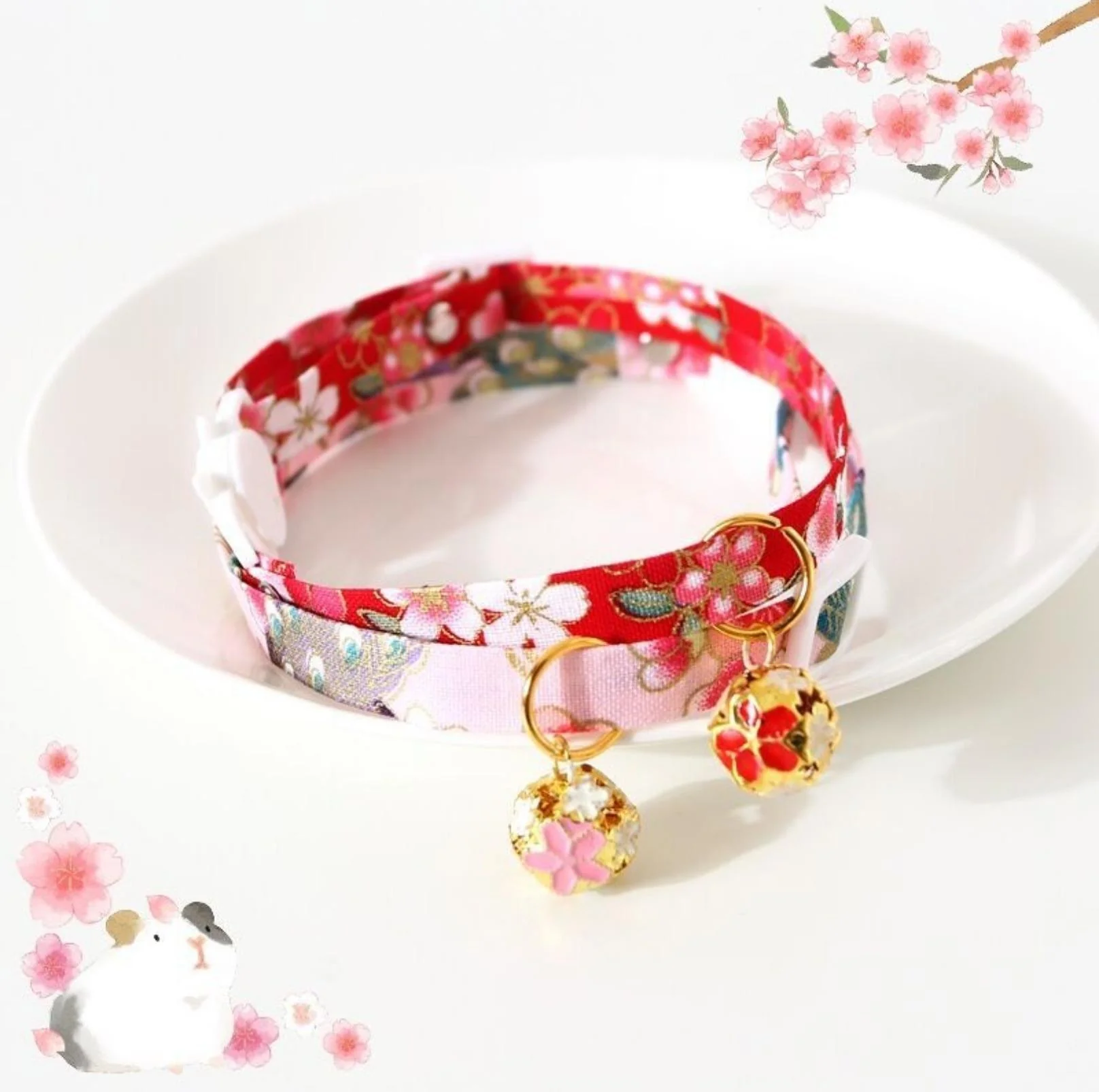 Japanese Style Adjustable Pet Flower Hollow Bell Collar - Image 5