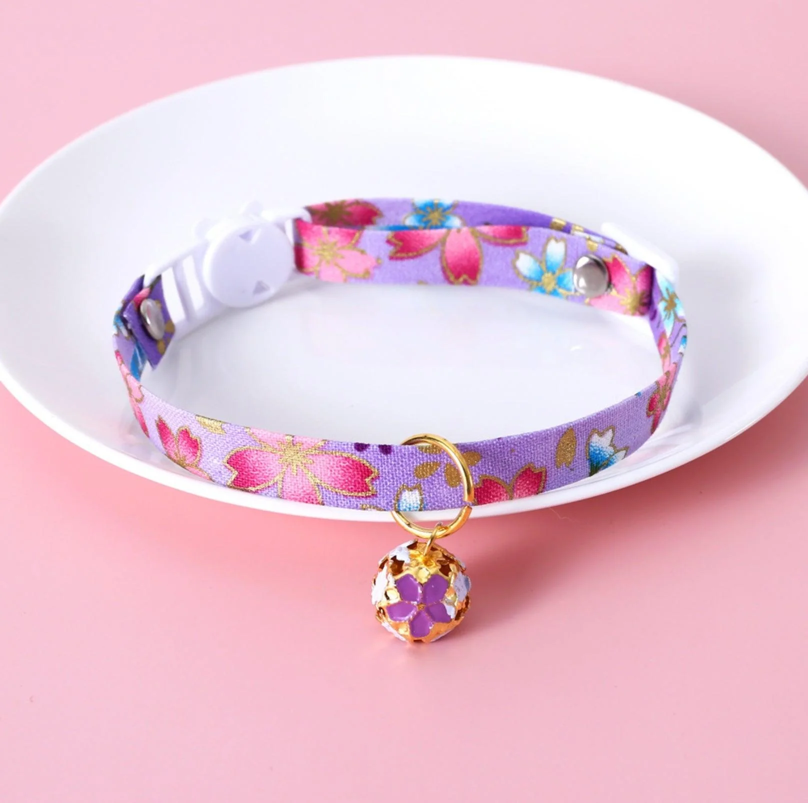 Japanese Style Adjustable Pet Flower Hollow Bell Collar - Image 7