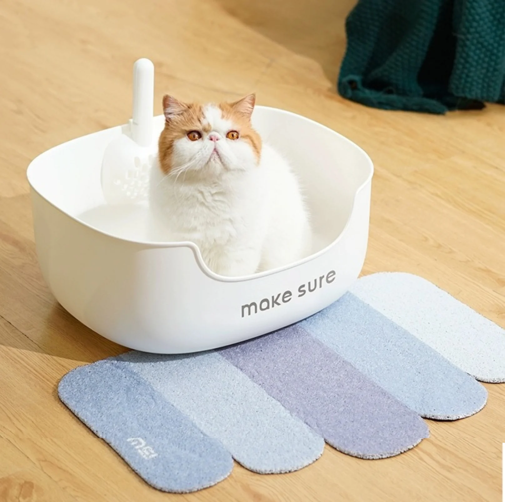 Makesure Open Cat Litter Tray Cat Litter Box (Litter mat included) - Image 14