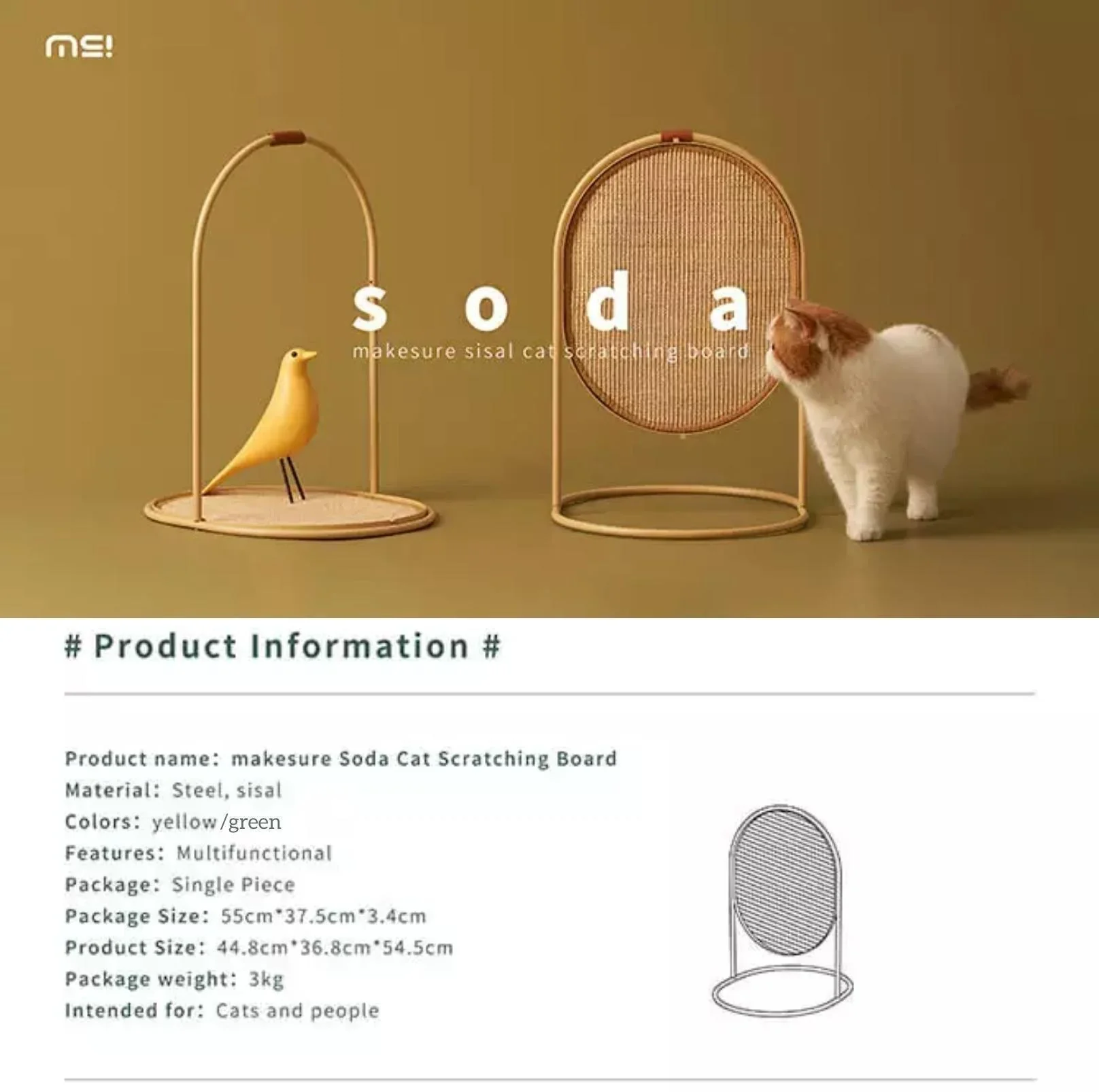 Makesure Multifunctional Cat Scratcher | Sisal Standing Scratching Board - Image 19