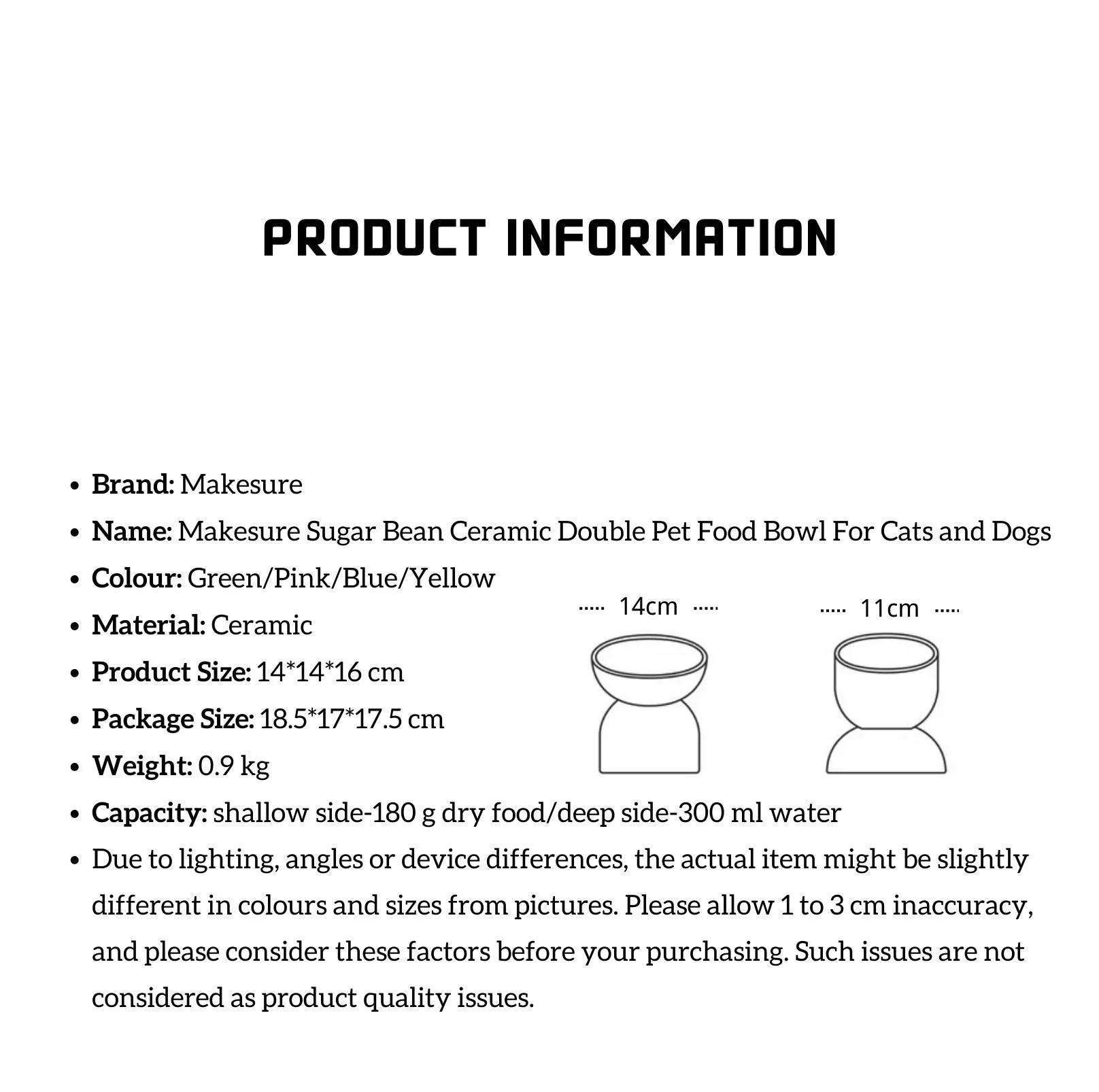 Makesure Sugar Bean Ceramic Double Pet Bowls For Cat and Small Dogs - Image 18