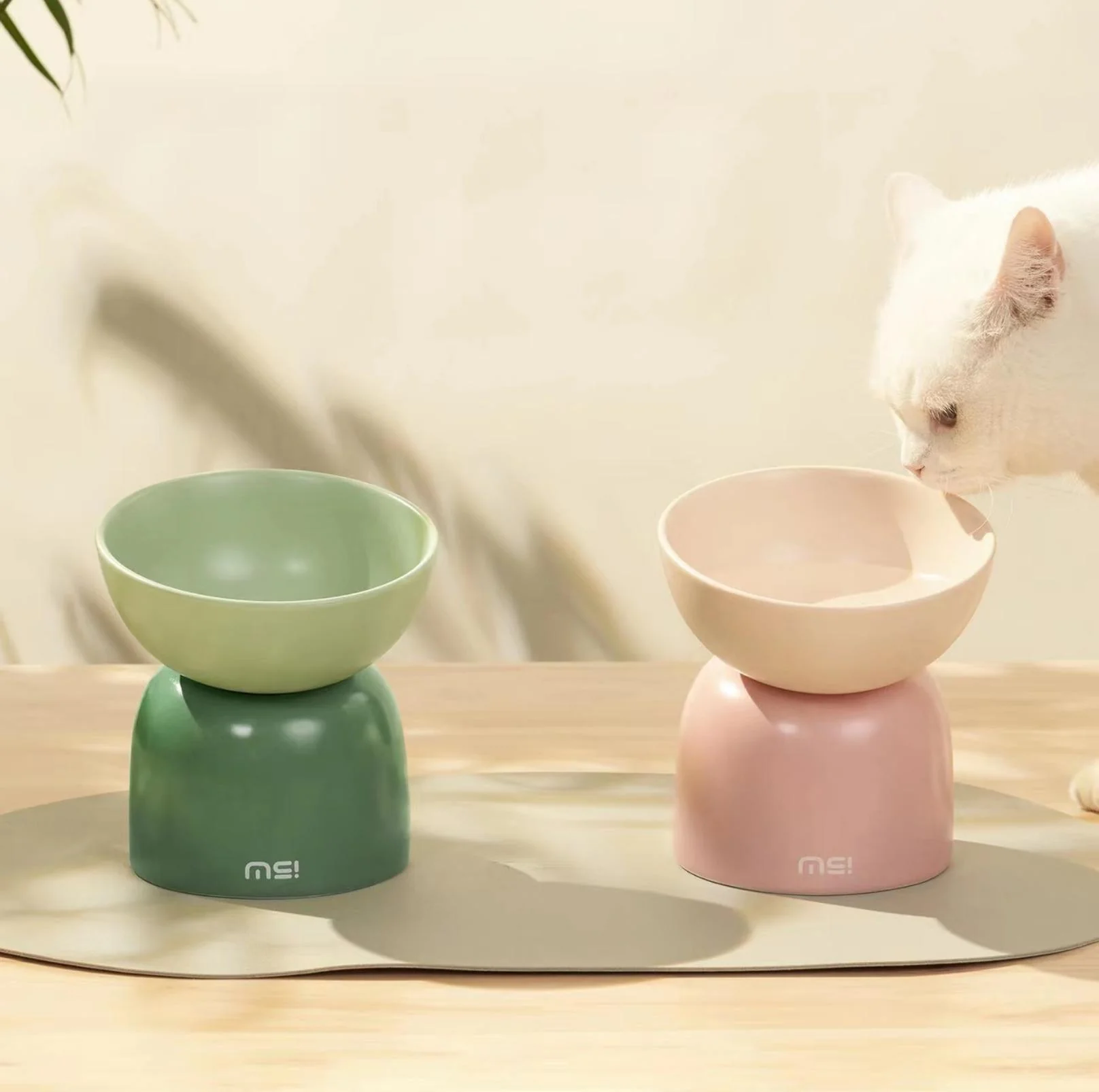 Makesure Sugar Bean Ceramic Double Pet Bowls For Cat and Small Dogs - Image 9