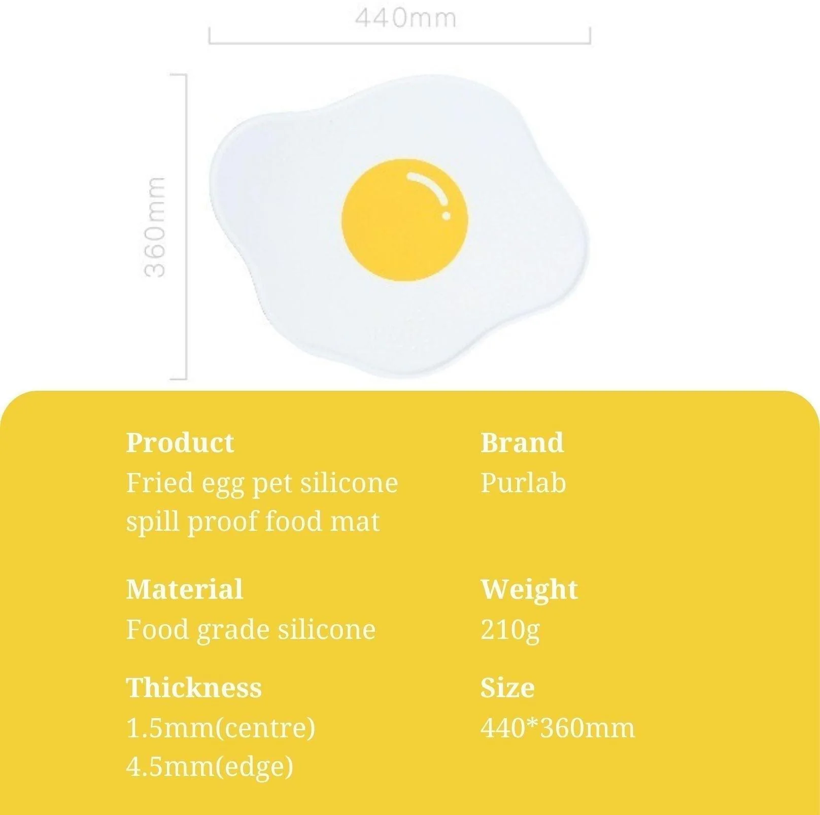 PurLab Fried Egg Silicone Spill Proof Pet Food Mat - Image 7