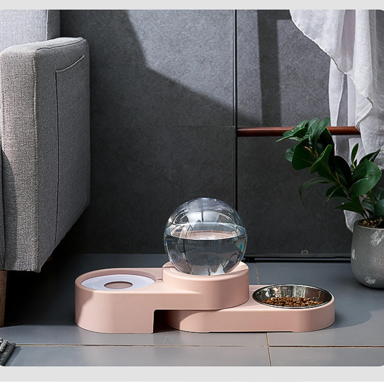 Spherical Double Cat and Small Dog Bowl With Automatic Water Refill - Image 4
