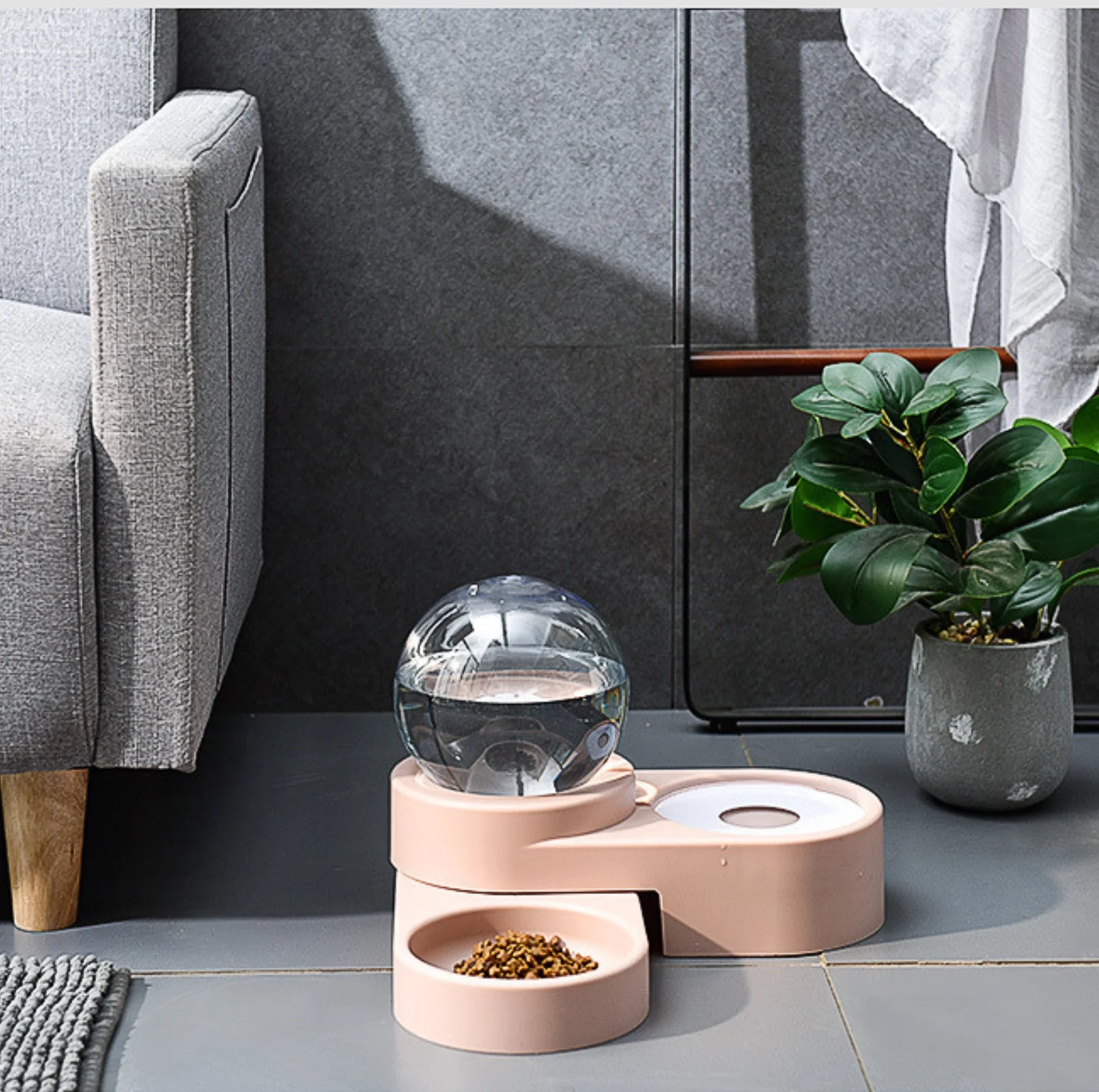 Spherical Double Cat and Small Dog Bowl With Automatic Water Refill - Image 5
