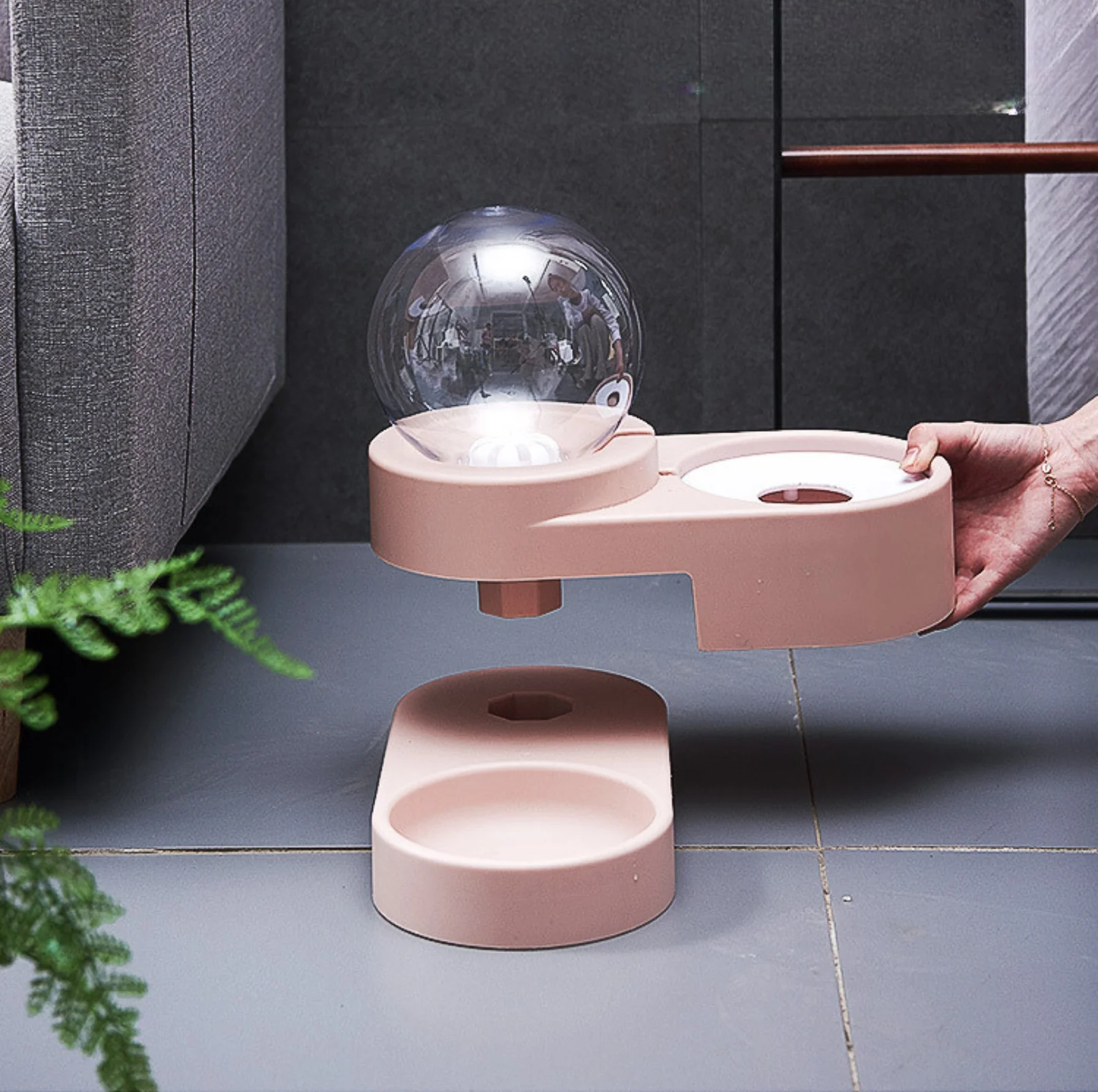 Spherical Double Cat and Small Dog Bowl With Automatic Water Refill - Image 8