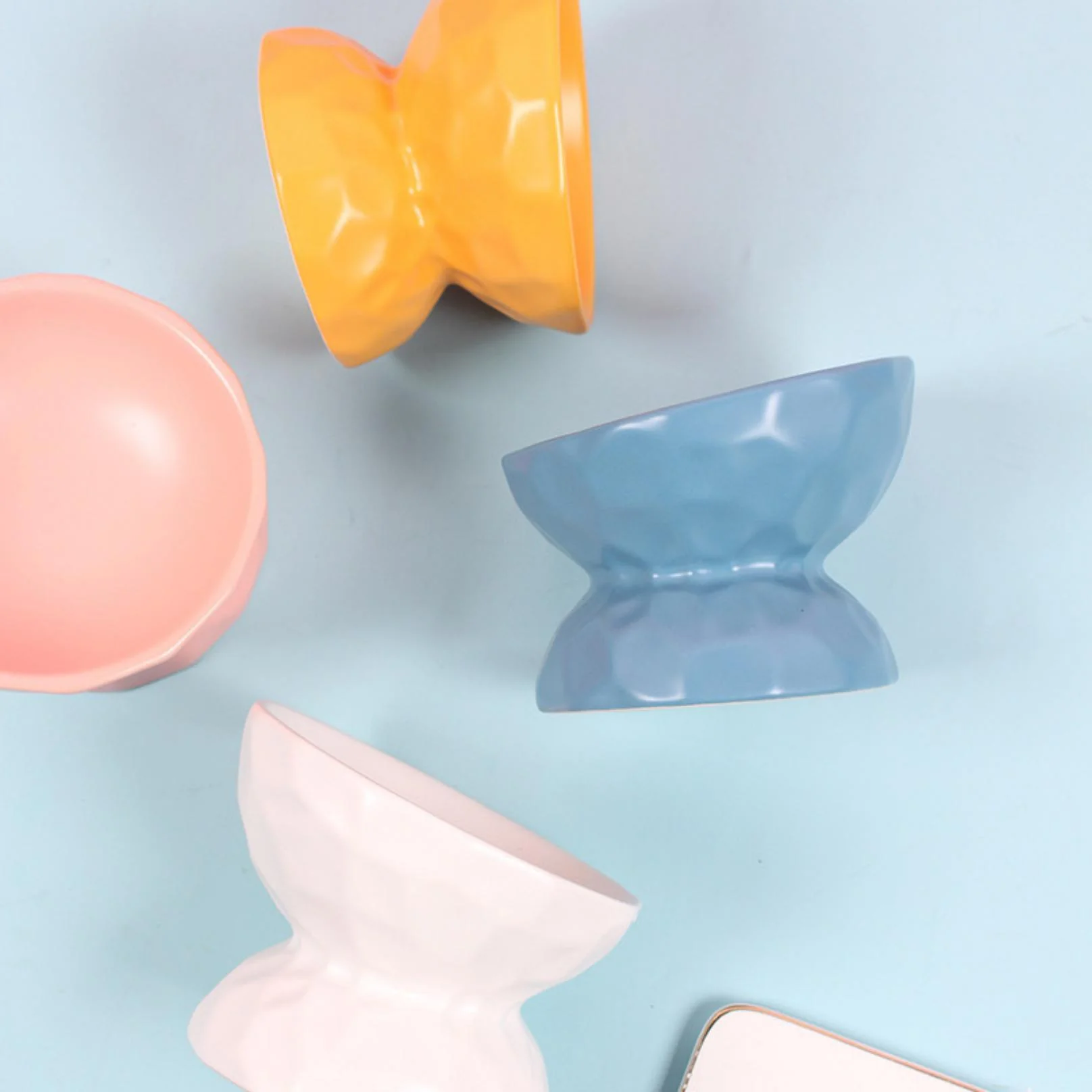 Tilting Ceramic Cat Bowls With Uneven Texture - Image 7