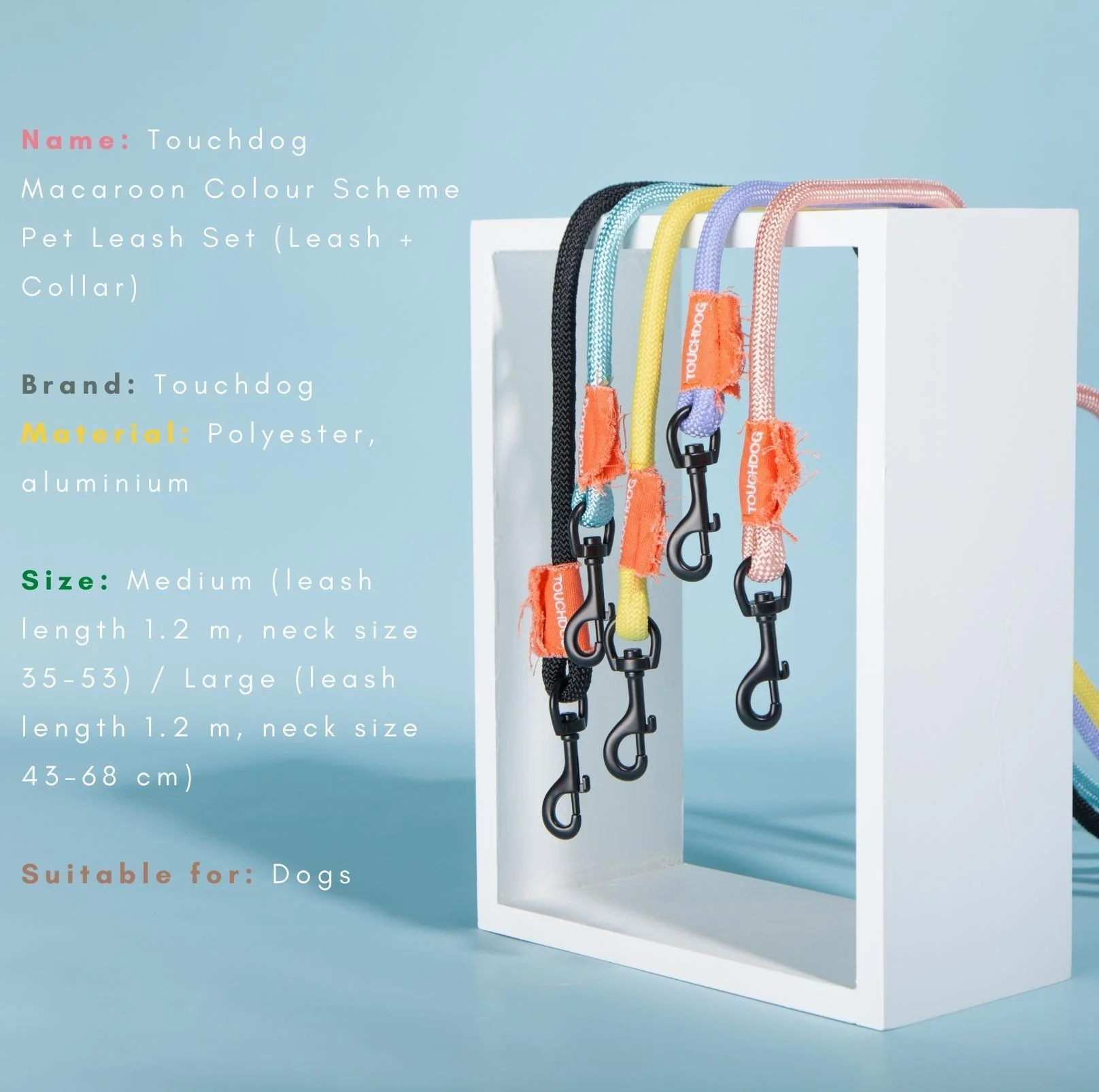 Touchdog Macaroon Colour Scheme Pet Leash Set (Leash + Collar) - Image 13