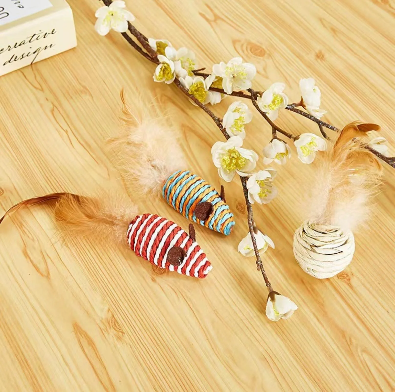 Wooden Cat Stick And Toys Kit With 7 Pieces - Image 3