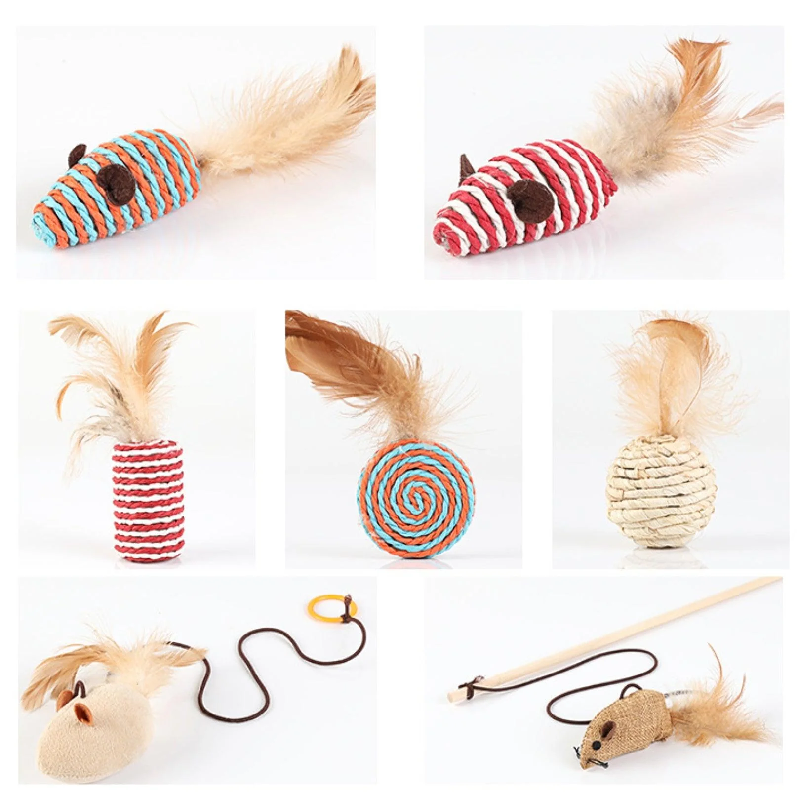 Wooden Cat Stick And Toys Kit With 7 Pieces - Image 8