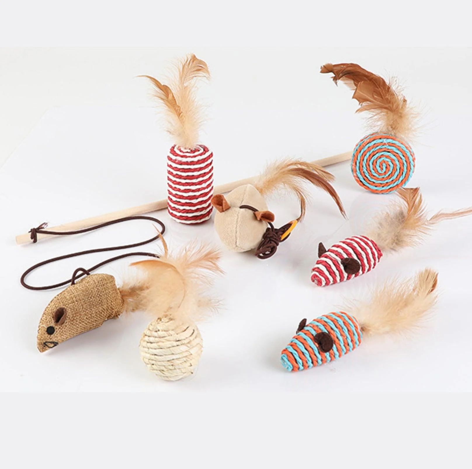Wooden Cat Stick And Toys Kit With 7 Pieces - Image 9